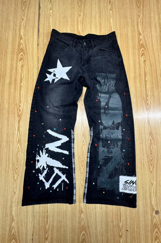 Acid Wash Sin Flare Jeans